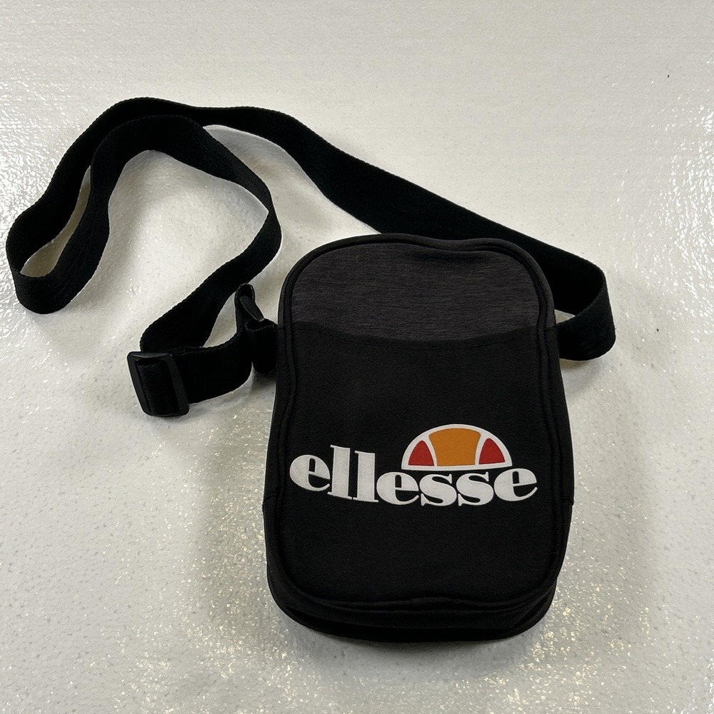 Vintage Ellesse Shoulder Crossbody Bag Black Zippered